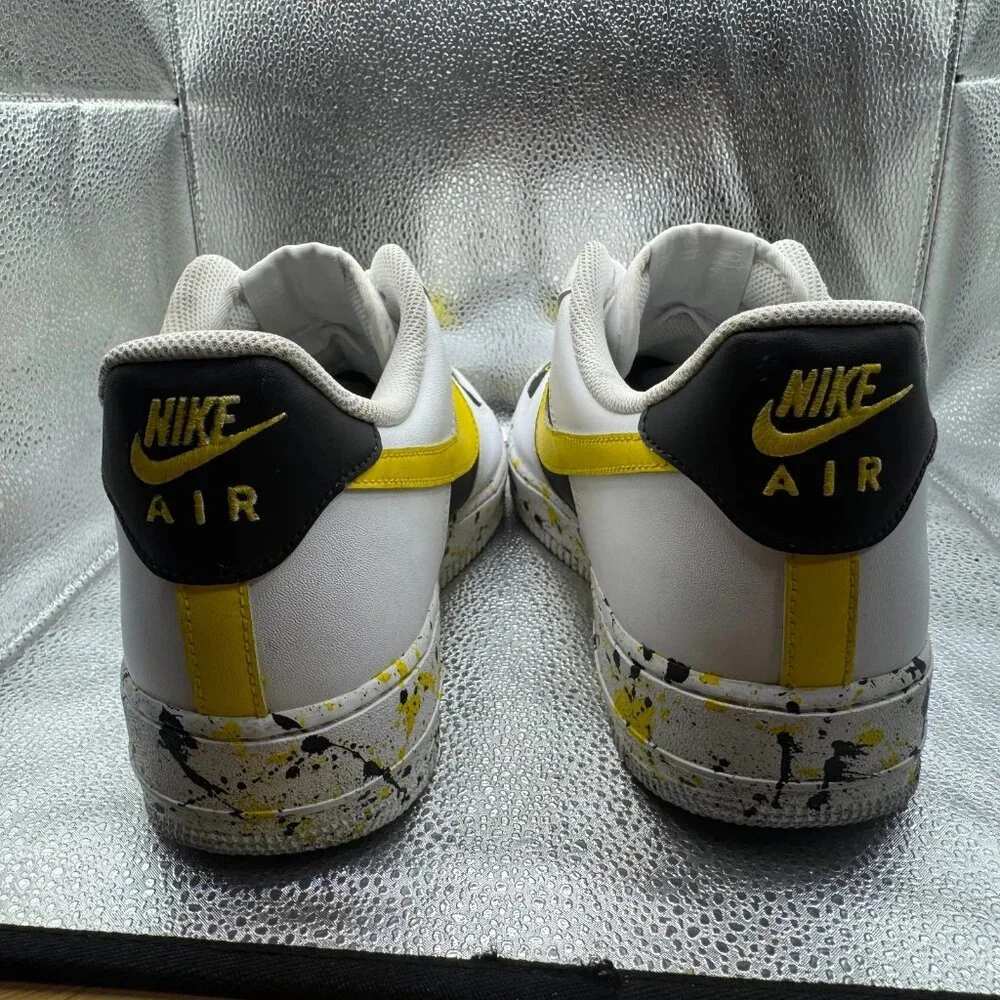 Size 14 Nike Air Force 1 White Black Mens Low Top Athletic Sneakers 315122-111‎